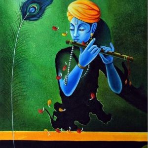 Lord Krishna Hand-Painted Painting On Canvas (Without Frame)