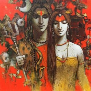 Lord Shiva D Hand-Painted Painting On Canvas (Without Frame)