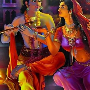 Divine Radha Krishna Hand-Painted Painting Unframed
