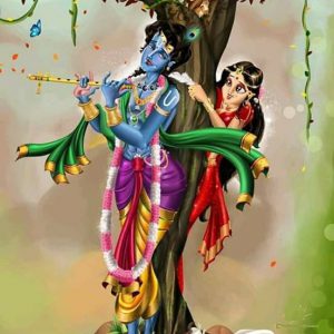 Eternal Radha Krishna Hand-Painted Painting On Canvas (Without Frame)