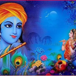 Soulful Radha Krishna Hand-Painted Canvas Painting Masterpiece