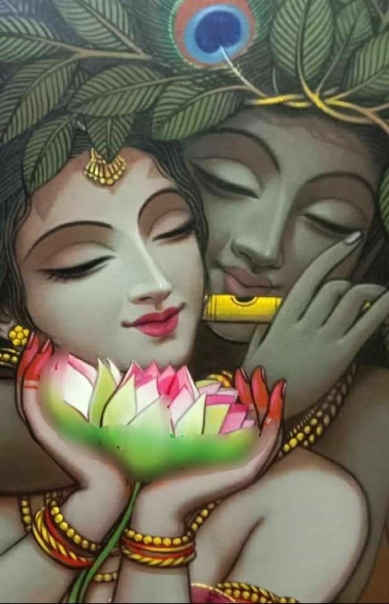 Radha Krishna Hand Painted Painting On Canvas J