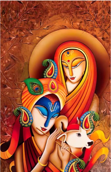 Radha Krishna Hand Painted Painting On Canvas K
