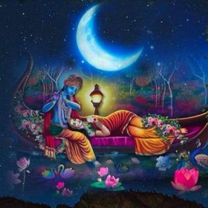 Divine Radha Krishna Hand-Painted Painting Canvas Art Unframed