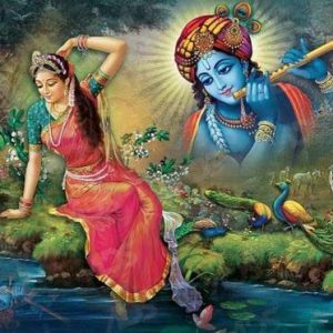 Radha Krishna Love Forever AG Oil Painting Handpainted on Canvas (Without Frame)