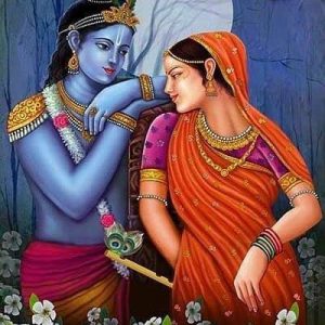 Eternal Love Radha Krishna Painting Handpainted on Canvas (Without Frame)