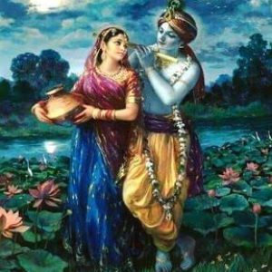 Radha Krishna Eternal Love Painting Handpainted on Canvas (Without Frame)