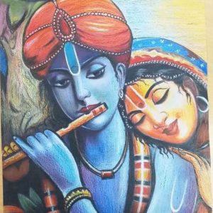 Eternal Radha Krishna Love Painting Handpainted Masterpiece