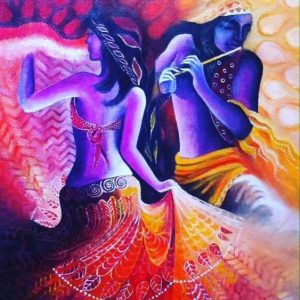 Radha Krishna Eternal Love Painting Handpainted Masterpiece