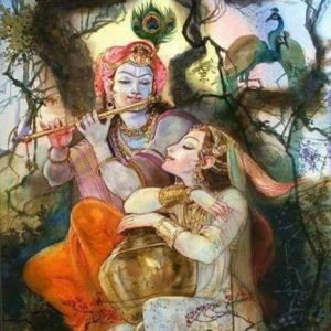 Radha Krishna Love Hand-Painted Painting On Canvas Masterpiece