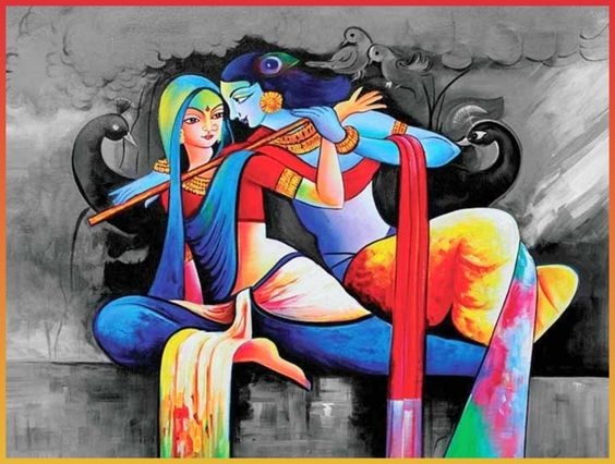Radha-krishna canvas oil-painting - Varsha Arts - Paintings & Prints,  Fantasy & Mythology, Mythology, Other Mythology - ArtPal