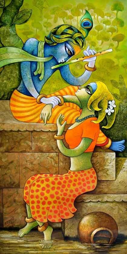 Radha Krishna Love Forever AV Hand Painted Painting On Canvas (Without  Frame) – SoulSpaze