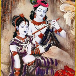Radha Krishna Eternal Love Hand Painted Painting Masterpiece
