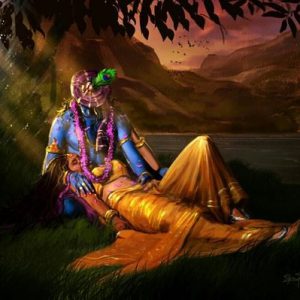 Eternal Love Radha Krishna Hand-Painted Painting Masterpiece