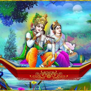 Radha krishna AY Hand-Painted Painting On Canvas (Without Frame)