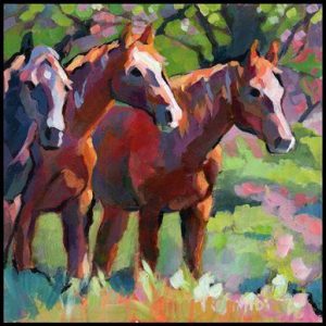 Three Horse Hand-Painted Painting On Canvas (Without Frame)
