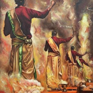 Varanasi Ganga Ghat Hand-Painted Painting On Canvas Urframed