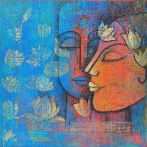Radha Krishna Hand-Painted Painting On Canvas Without Frame