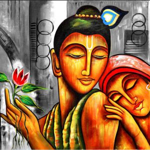 Divine Radha Krishna Canvas Print Wall Art Painting