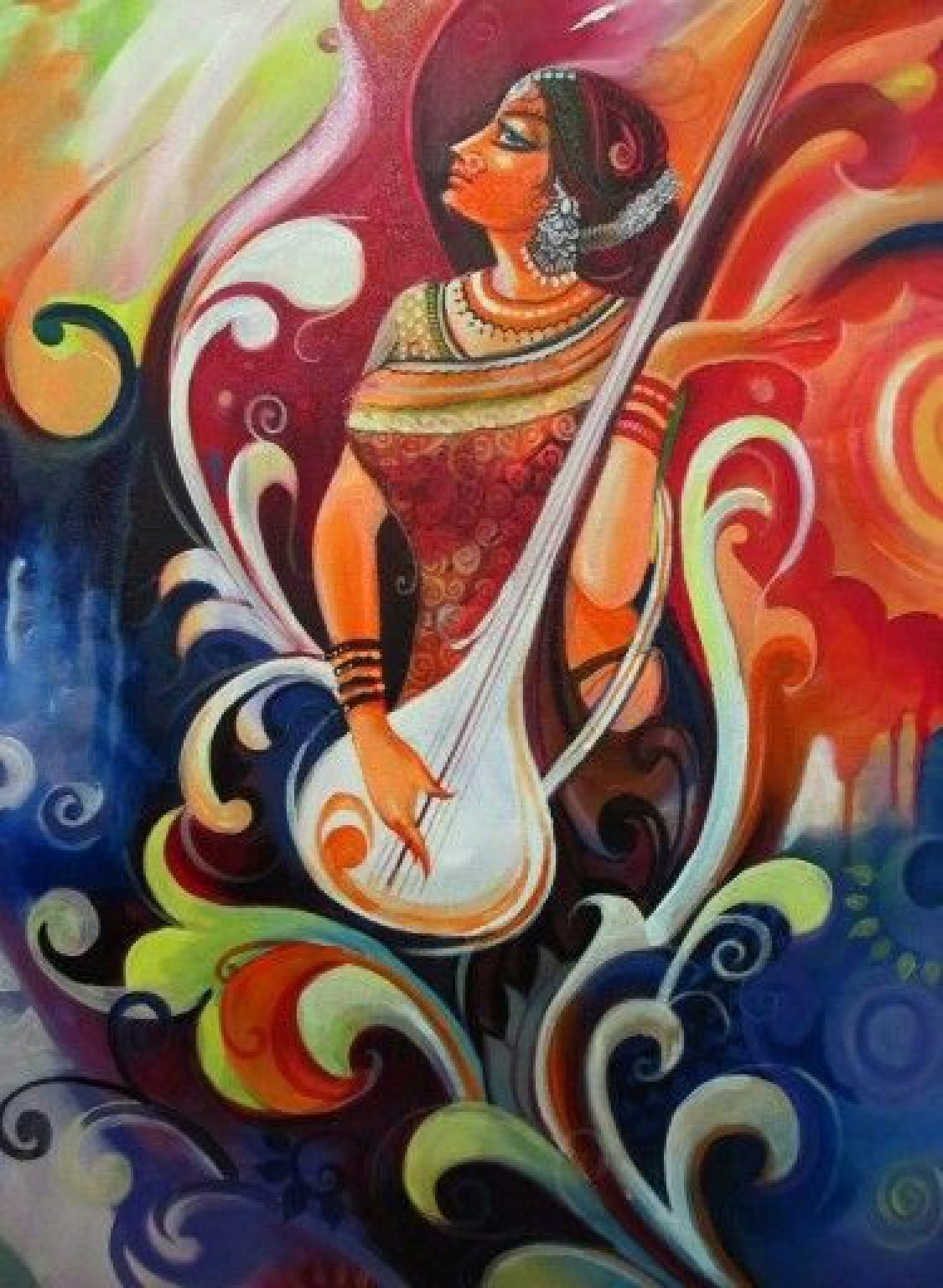 Classical Meera Hand-Painted Painting On Canvas Unframed