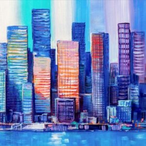 Colorful Cityscape City Painting Posters And Prints On Canvas (Without Frame).