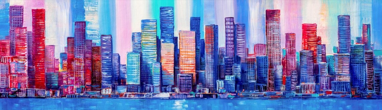 Colorful Cityscape City Wall Art Painting