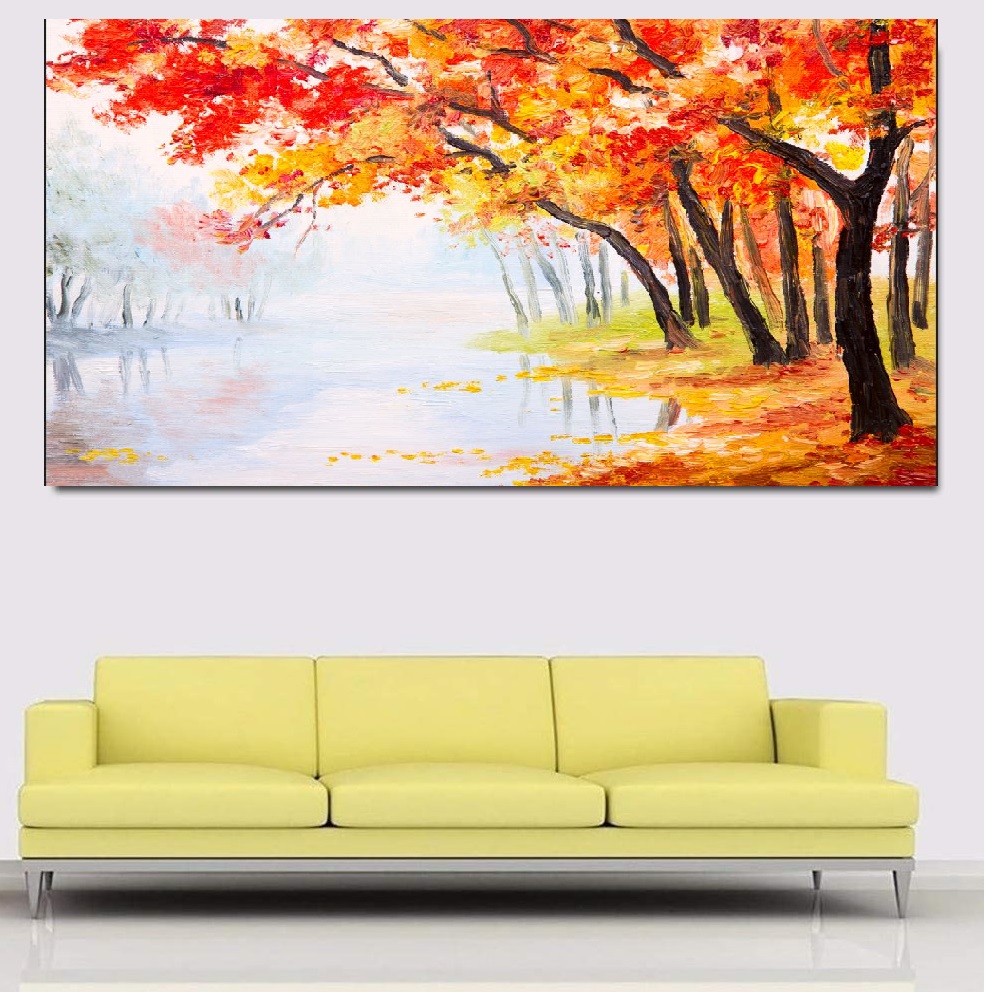 Vivid Forest Tree Art Painting Posters And Prints On Canvas (Without Frame)