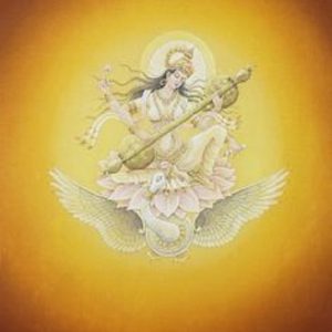 Saraswati Goddess Hand-Painted Painting On Canvas Unframed
