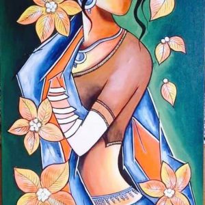 Elegant Indian Woman Art Hand-Painted Canvas Painting