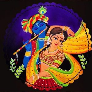 Divine Krishna Flute Hand-Painted Canvas Painting