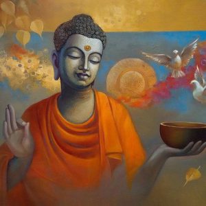 Lord Buddha Hand-Painted Painting On Canvas Without Frame
