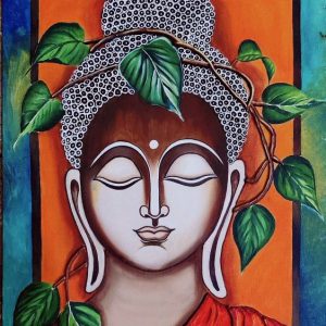 Lord Buddha F Hand-Painted Painting On Canvas Without Frame