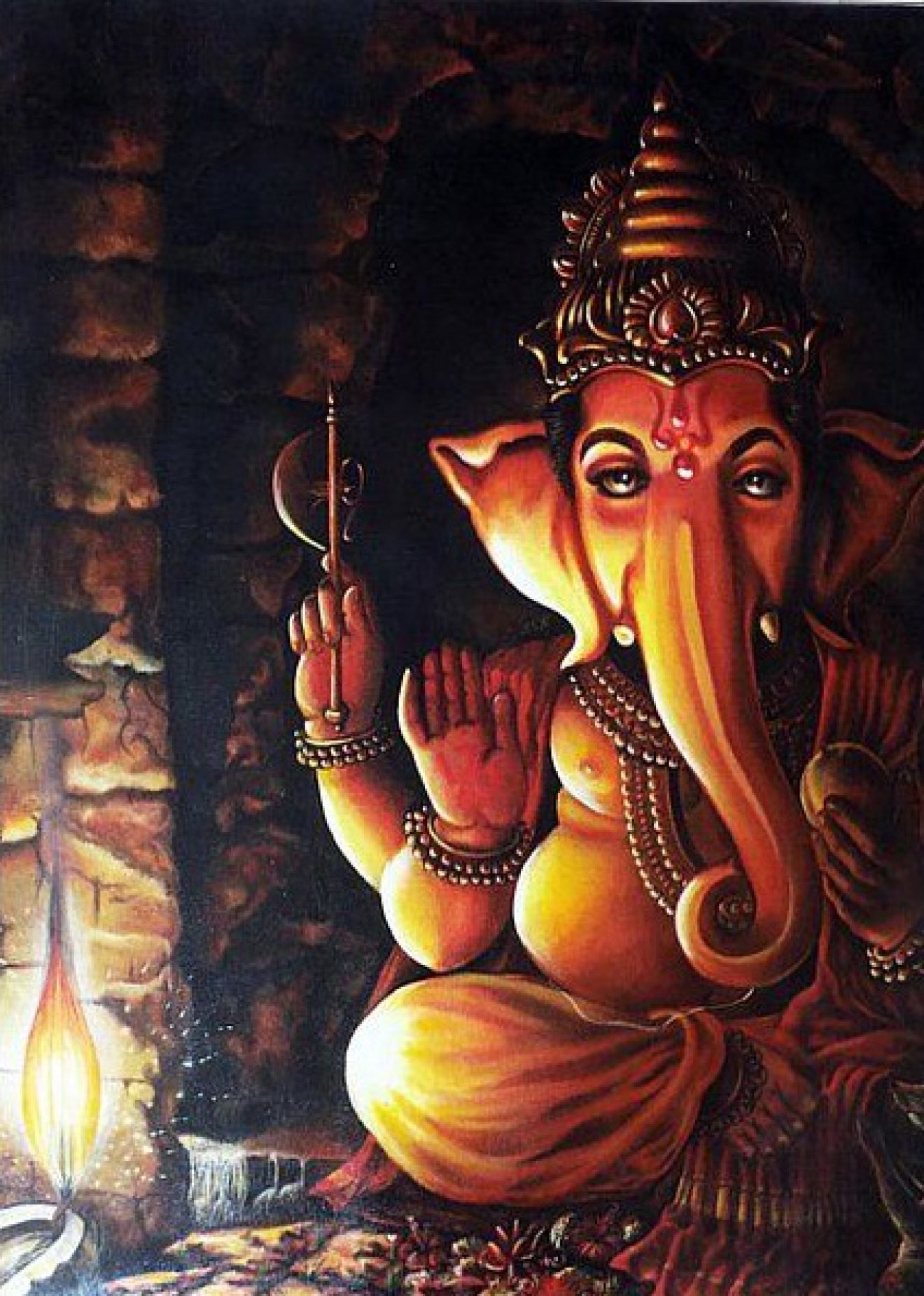 Lord Ganesha W Hand Painted Painting On Canvas Without Frame Soulspaze