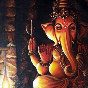 Sacred Lord Ganesha Hand-Painted Painting (Without Frame)