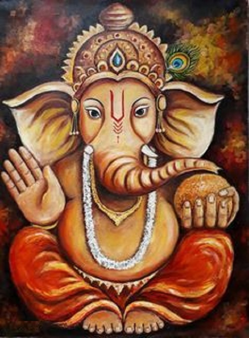 Lord Ganesha Wall Art Hand Painted Painting