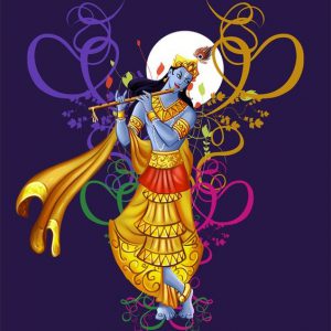 Divine Lord Krishna Hand-Painted Painting On Canvas Unframed