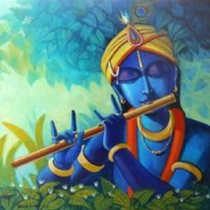 Lord Krishna N Hand-Painted Painting On Canvas Without Frame
