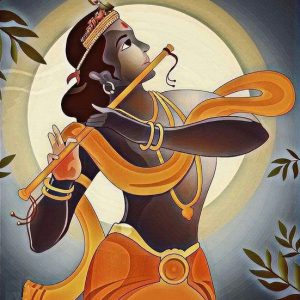 Lord Krishna Hand-Painted Painting On Canvas (Without Frame)