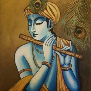 Divine Lord Krishna U Hand-Painted Canvas Painting
