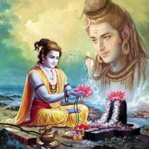 Lord Ram And Shiva Hand-Painted Painting On Canvas Unframed