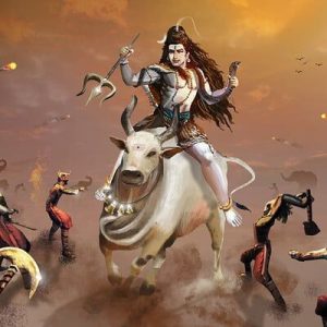 Mystical Lord Shiva Hand-Painted Painting On Canvas Unframed