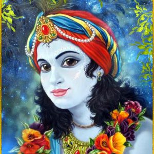 Divine Lord Krishna Hand-Painted Painting On Canvas Unframed