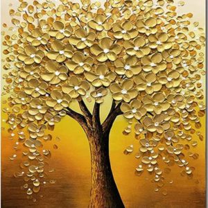 Modern Landscape Gold Money Tree – Handmade Painting