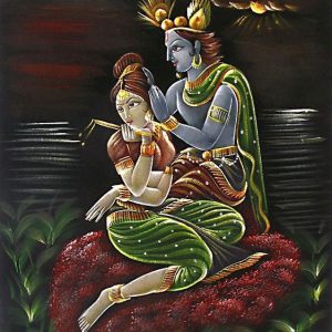 Radha Krishna Hand-Painted Painting On Canvas N Unframed