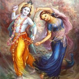 Radha Krishna Hand-Painted Painting On Canvas Unframed