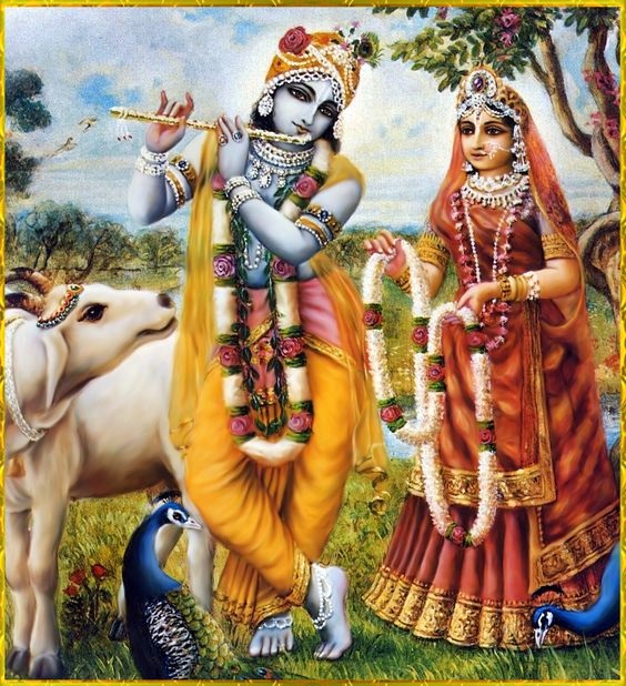 Radha Krishna Hand Painted Painting On Canvas Q