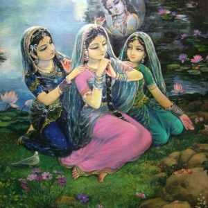 Soulful Radha Krishna Hand-Painted Painting – Without Frame