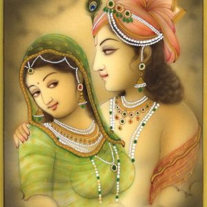 Enchanting Radha Krishna Hand-Painted Painting Unframed