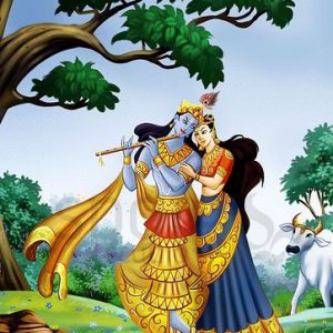 Enchanting Radha Krishna Hand-Painted Painting Without Frame