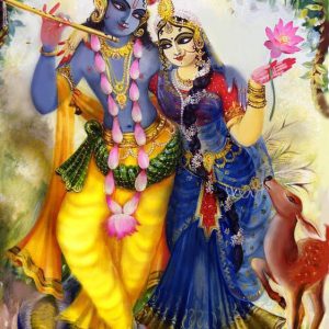 Elegant Radha Krishna Hand-Painted On Canvas Painting